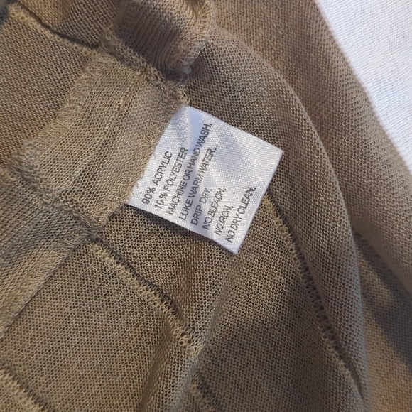 Misook neutral tan waterfall open front knit long drapey ottoman cardigan. Sz S - Picture 4 of 8